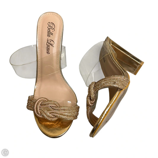 Sandals Heels Block By Bella Luna In Gold, Size: 9