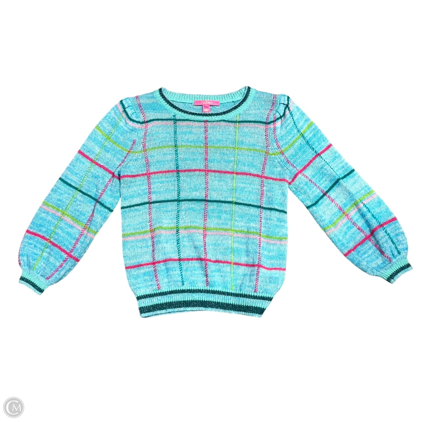 Sweater Cardigan Designer By Lilly Pulitzer In Blue & Green, Size: S