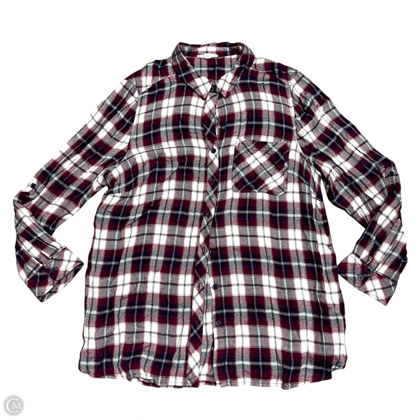 Top Long Sleeve By Beachlunchlounge In Blue & Red, Size: 1x