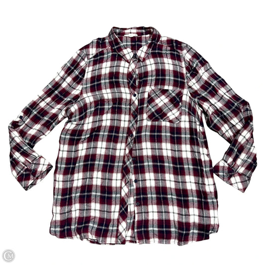Top Long Sleeve By Beachlunchlounge In Blue & Red, Size: 1x