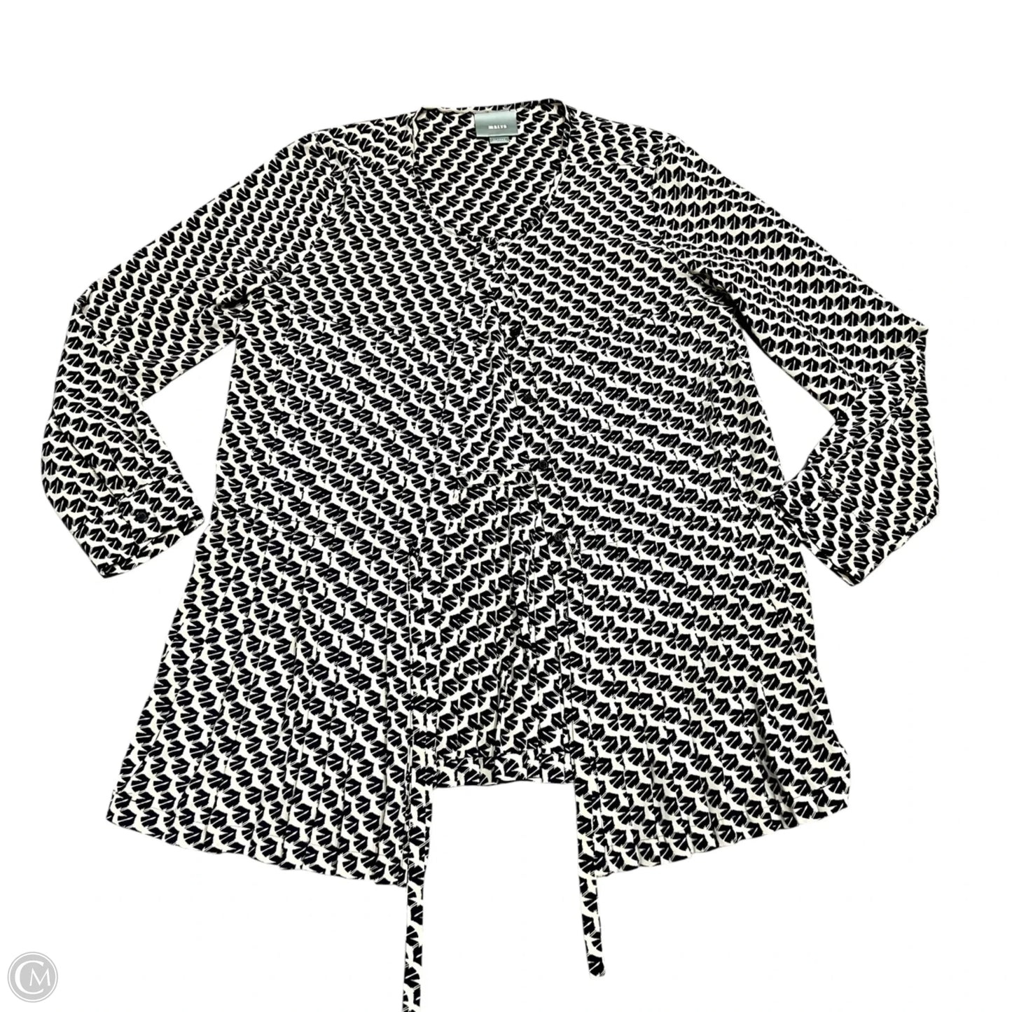 Top Long Sleeve By Maeve In Blue & Cream, Size: Xl