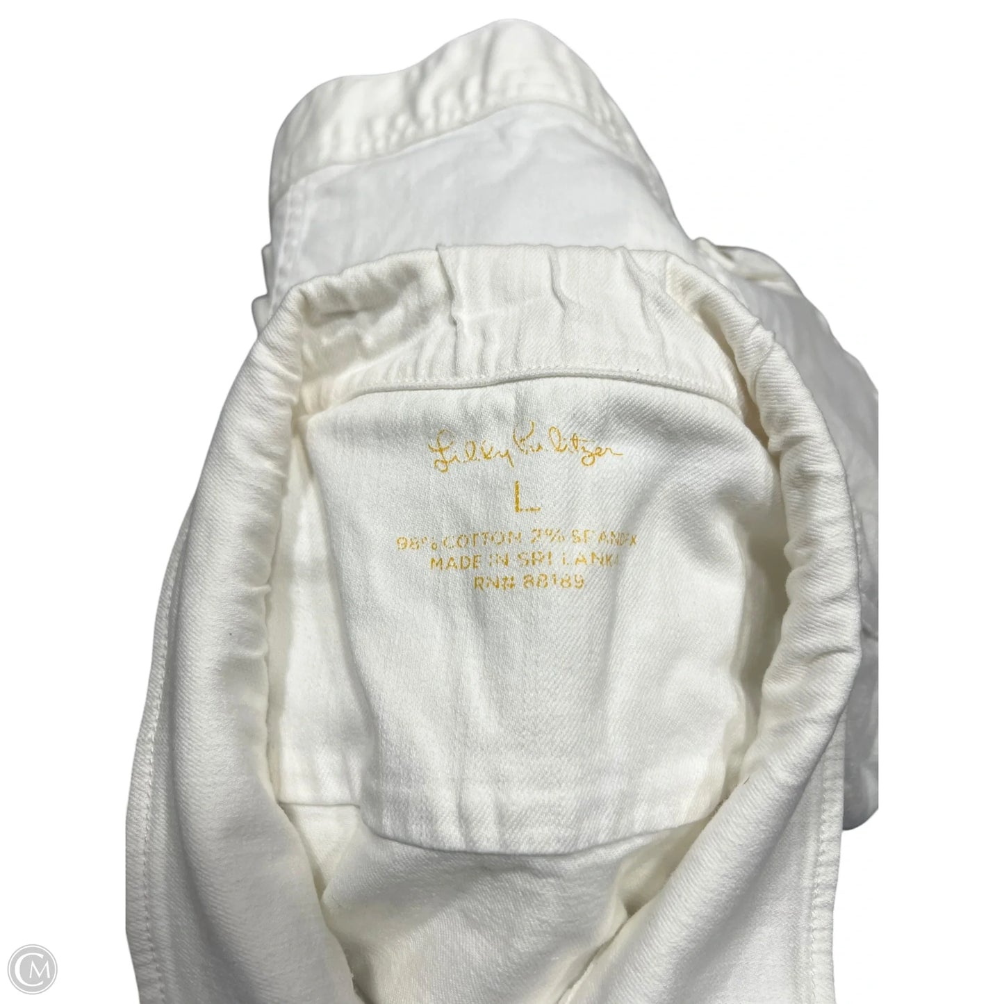 Jacket Designer By Lilly Pulitzer In White Denim, Size: L