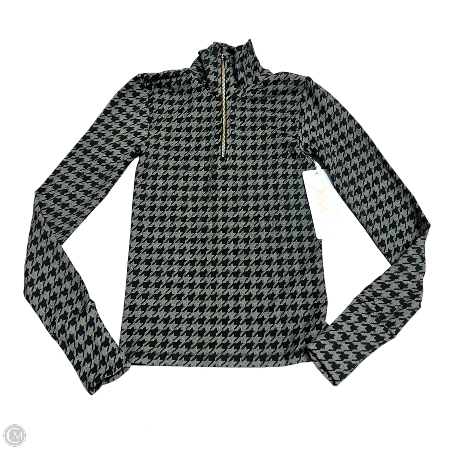 Athletic Top Long Sleeve Collar By Rhone In Black & Grey, Size: Xs
