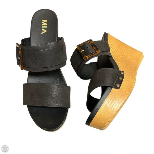Sandals Heels Wedge By Mia In Black, Size: 8.5