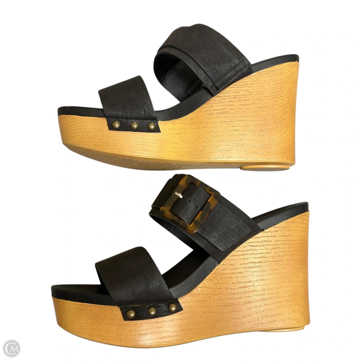 Sandals Heels Wedge By Mia In Black, Size: 8.5