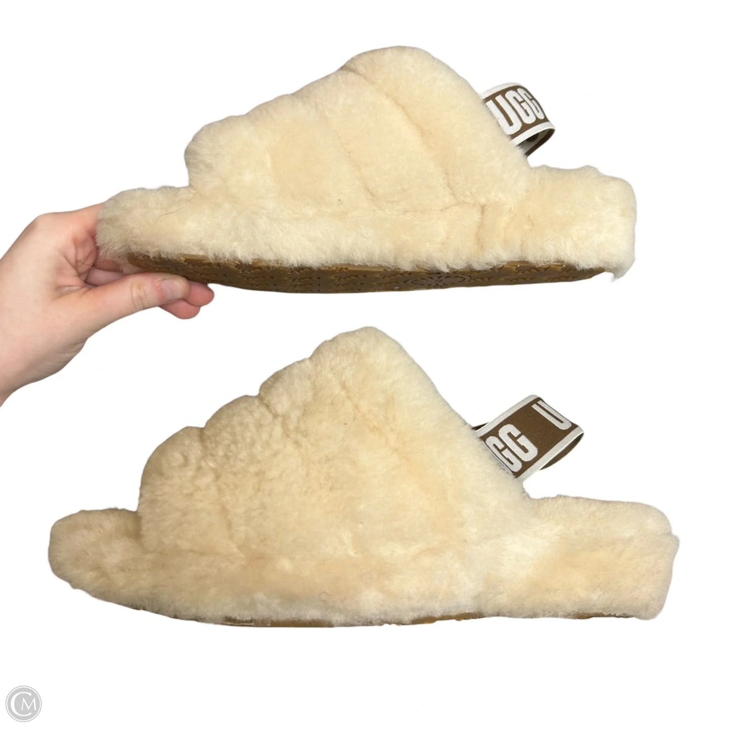 Slippers Designer By Ugg In Cream, Size: 7