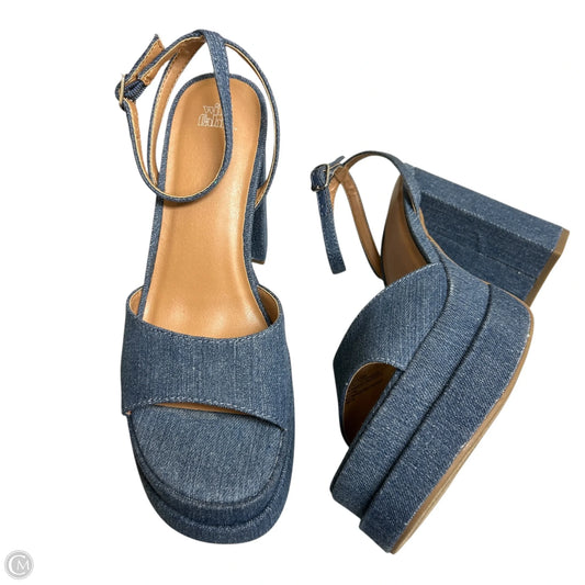 Sandals Heels Block By Wild Fable In Blue Denim, Size: 8