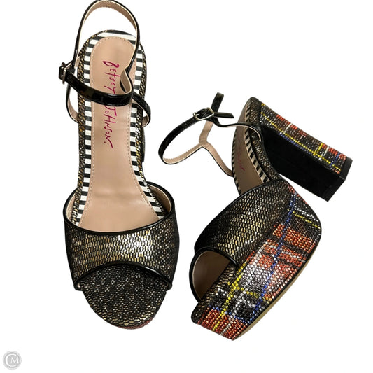 Sandals Heels Block By Betsey Johnson In Brown & Orange, Size: 8