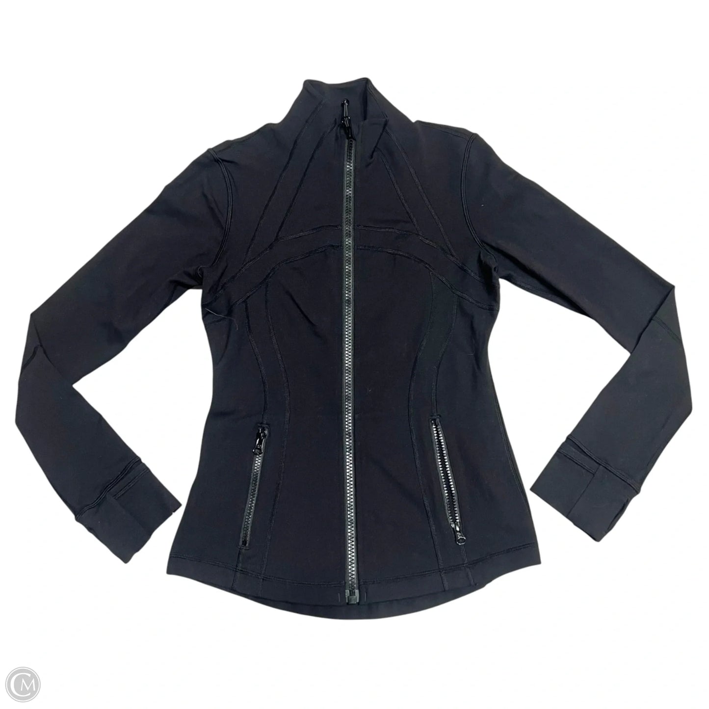 Athletic Top Long Sleeve Collar By Lululemon In Black, Size: S