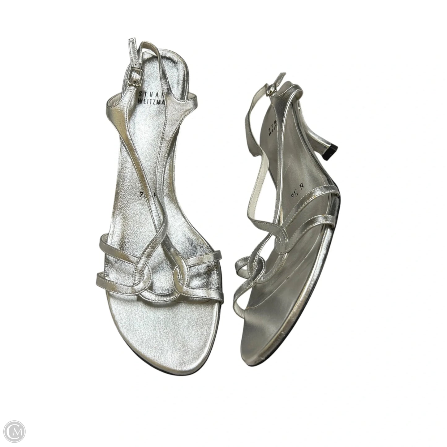 Sandals Designer By Stuart Weitzman In Silver, Size: 9.5