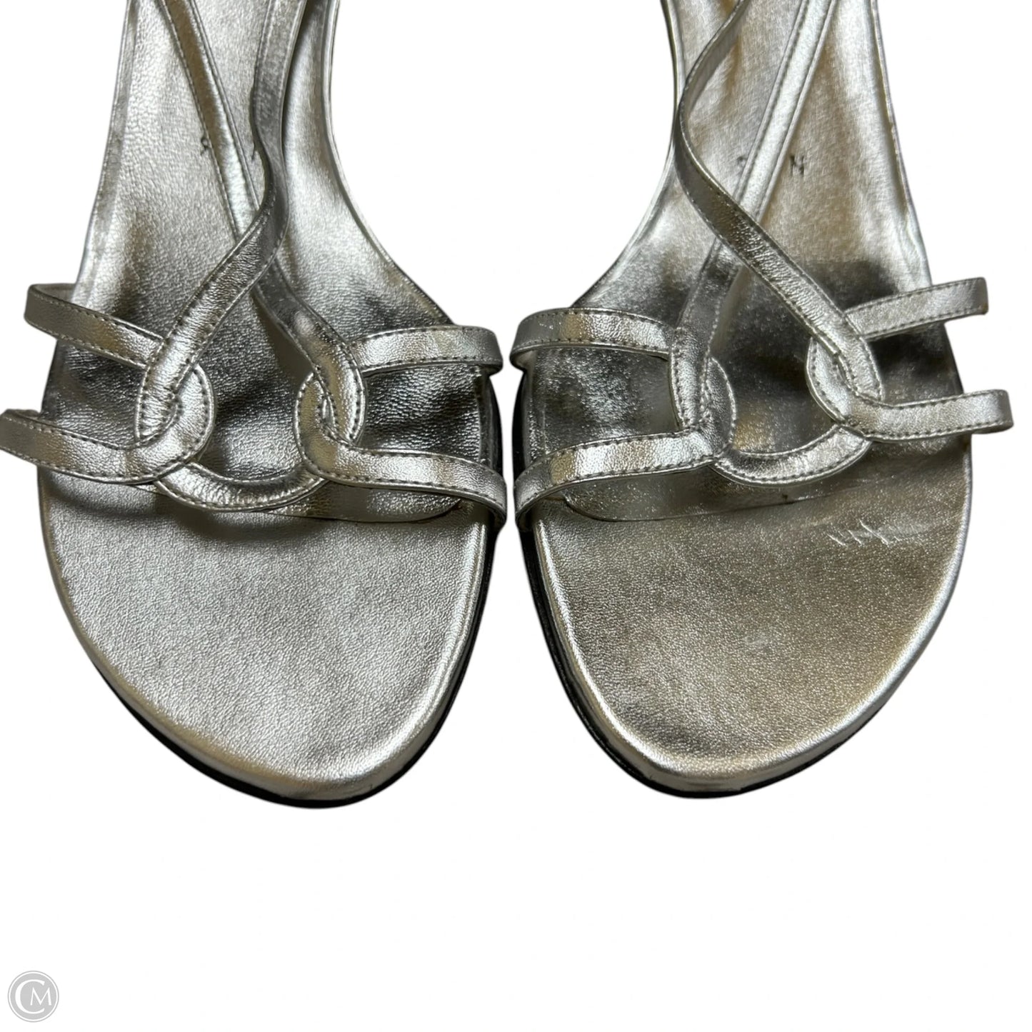 Sandals Designer By Stuart Weitzman In Silver, Size: 9.5