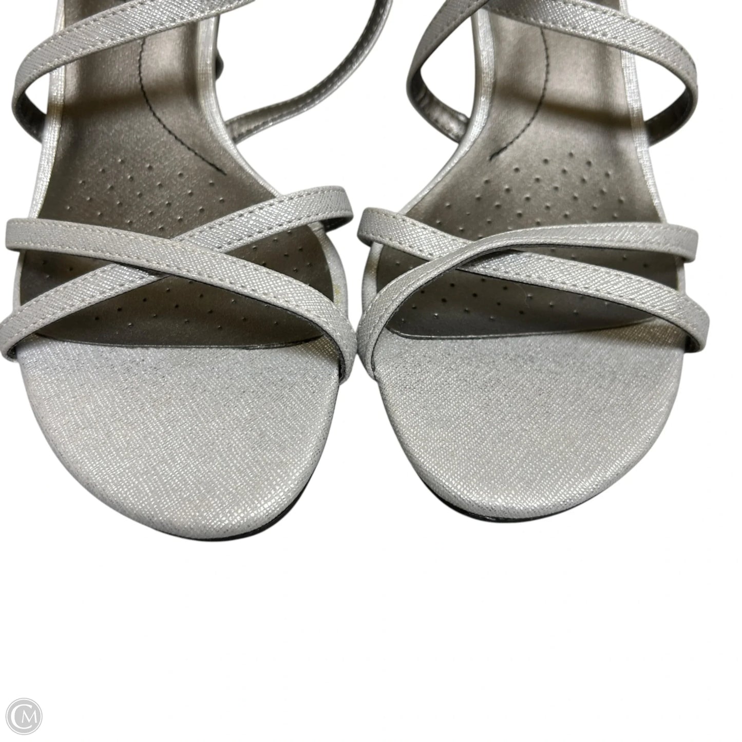 Sandals Heels Kitten By Life Stride In Silver, Size: 8