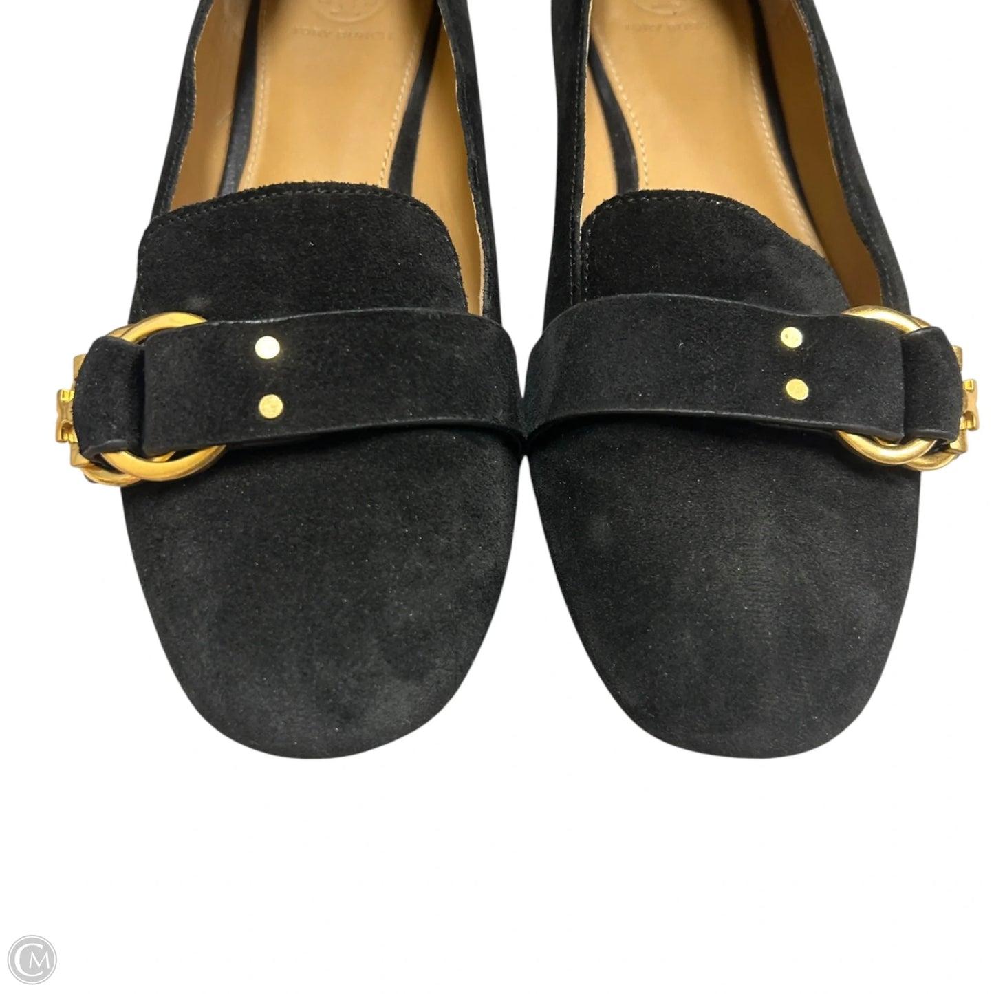 Shoes Designer By Tory Burch In Black & Gold, Size: 8.5