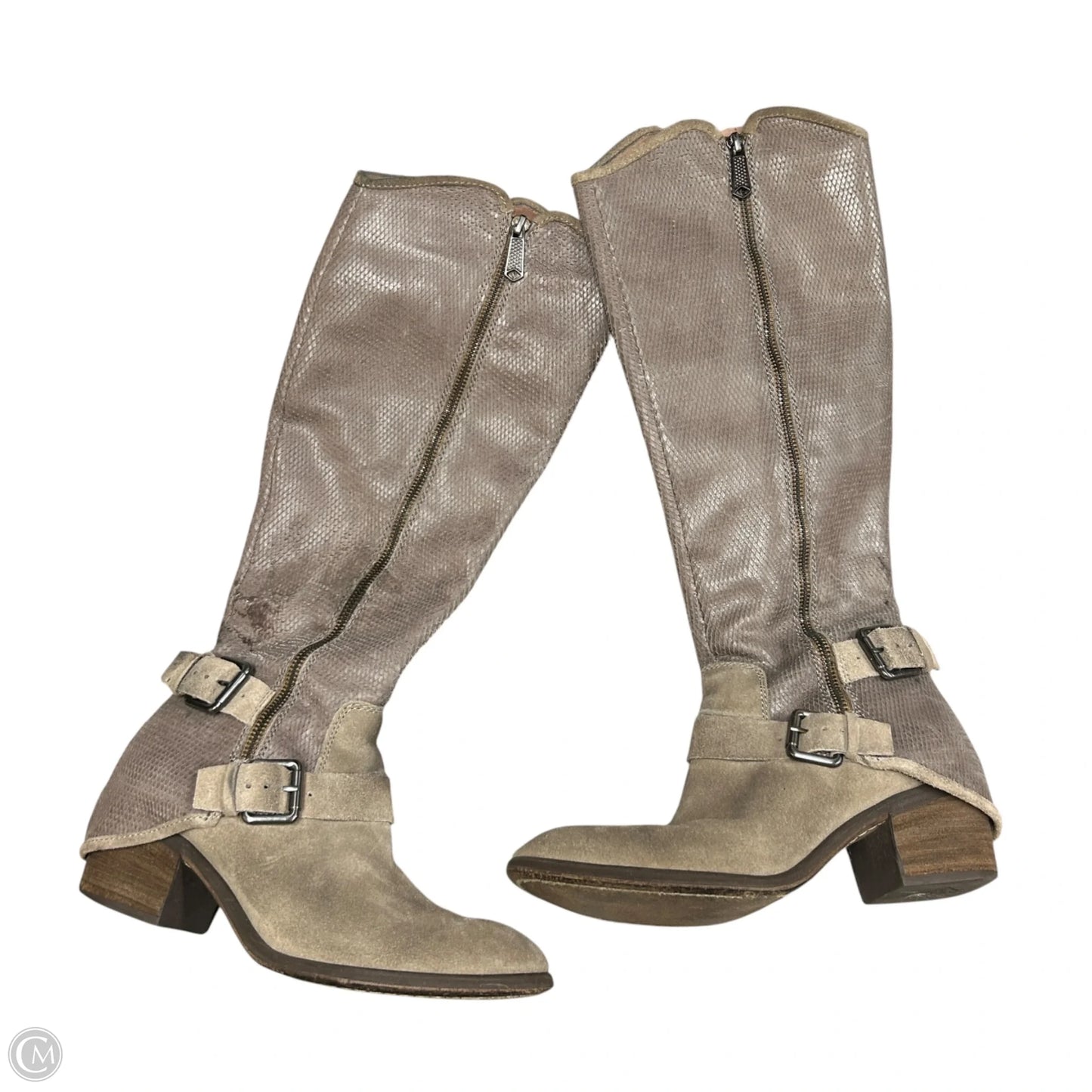Boots Knee Heels By Donald Pliner In Taupe, Size: 8.5