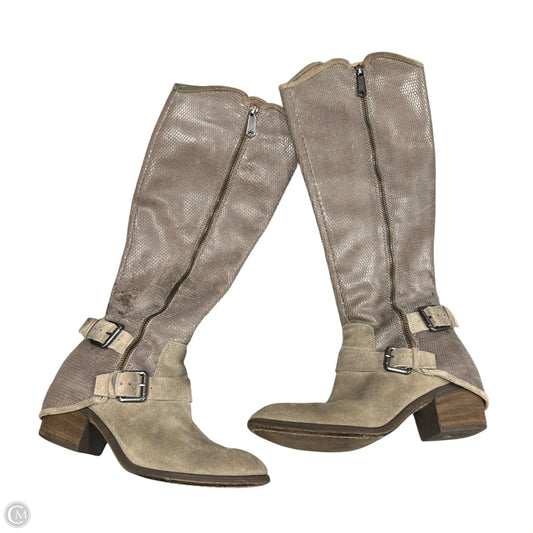 Boots Knee Heels By Donald Pliner In Taupe, Size: 8.5
