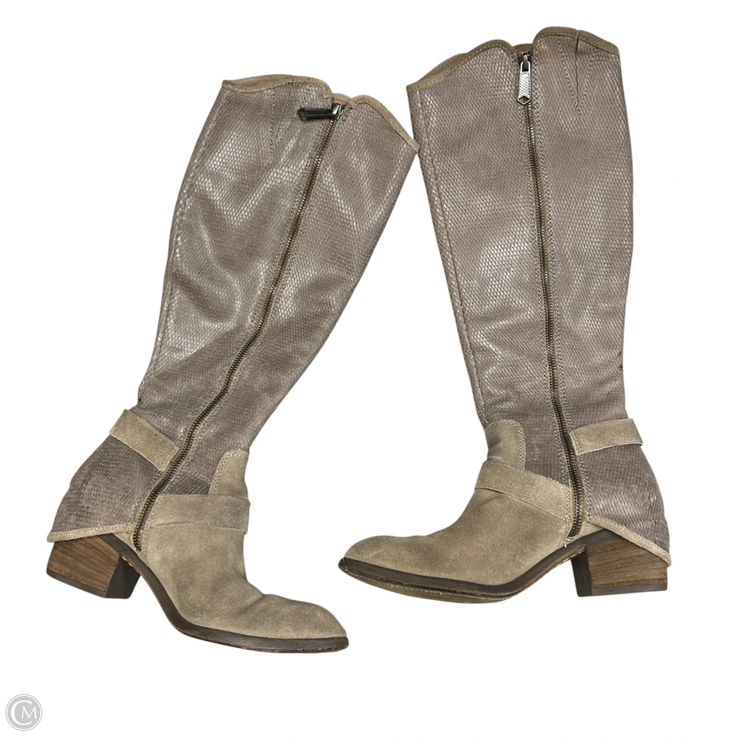 Boots Knee Heels By Donald Pliner In Taupe, Size: 8.5