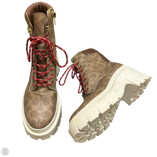Boots Designer By Coach In Tan, Size: 7.5
