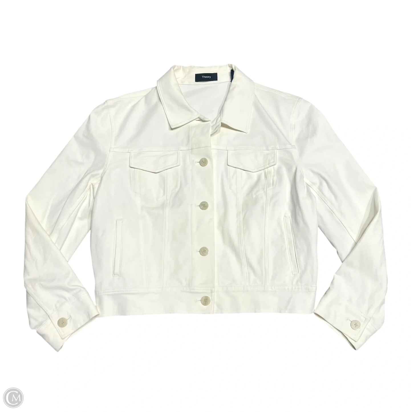 Jacket Denim By Theory In White Denim, Size: M