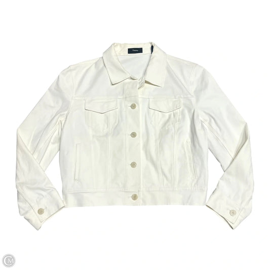 Jacket Denim By Theory In White Denim, Size: M