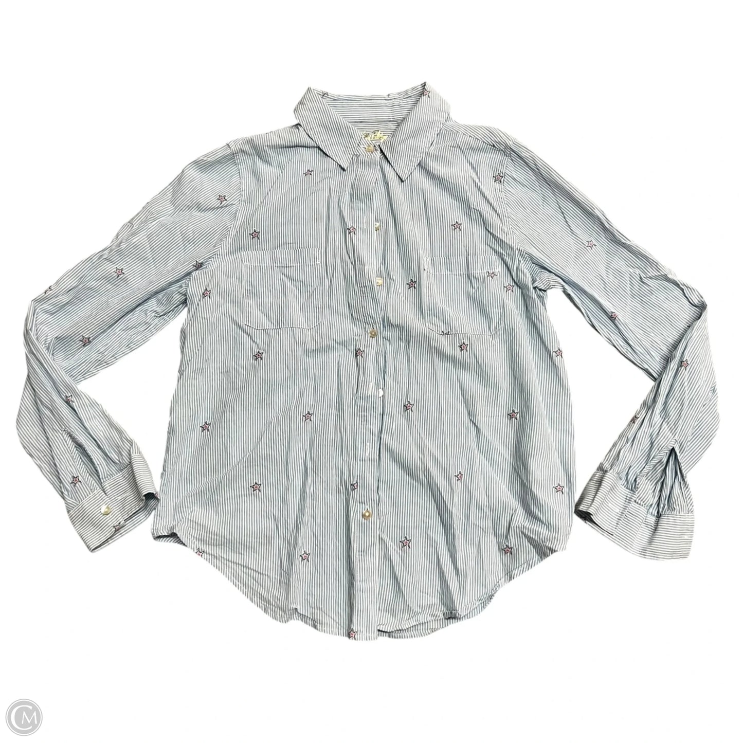Top Long Sleeve Designer By Lilly Pulitzer In Blue & White, Size: S