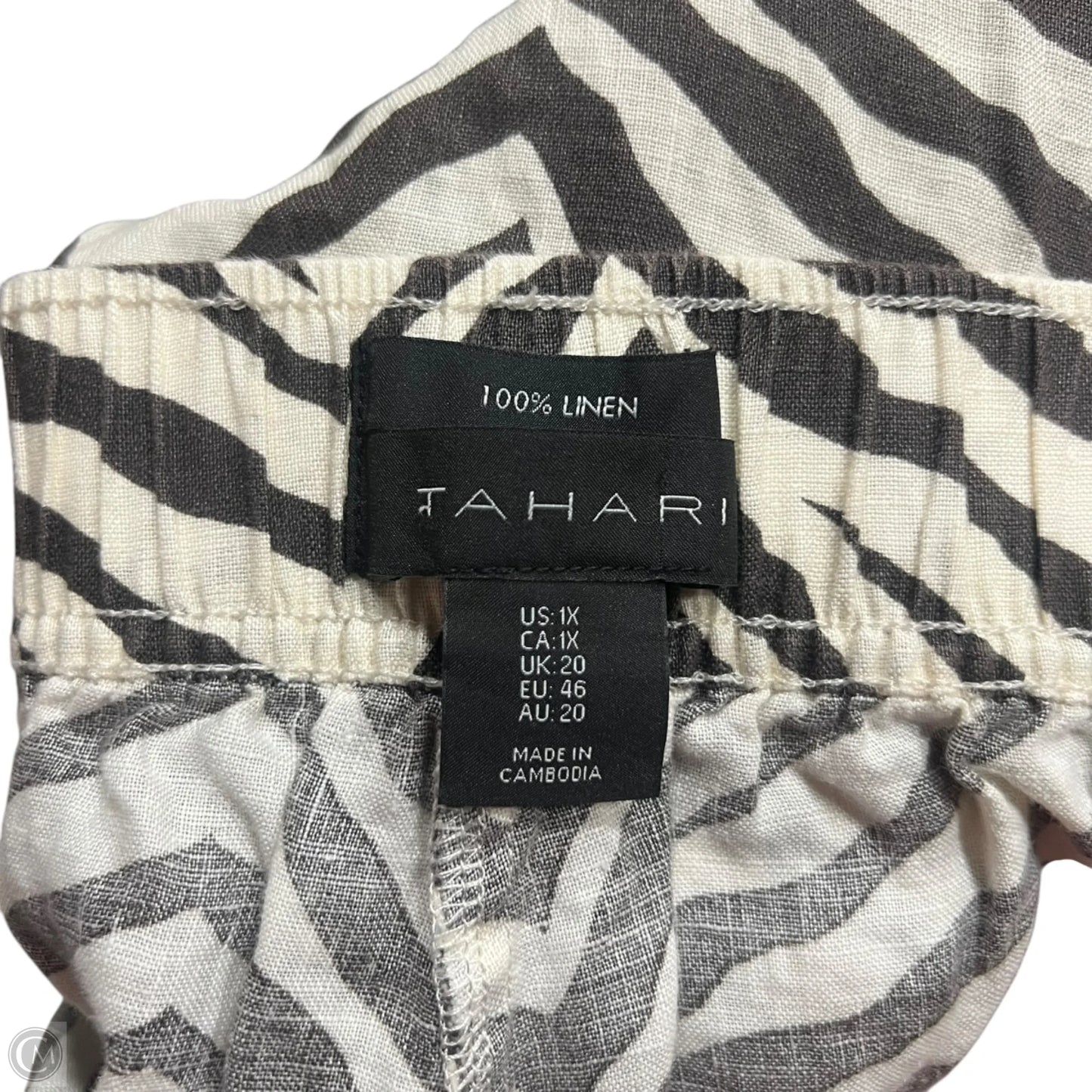 Pants Linen By Tahari In Brown & Cream, Size: 18