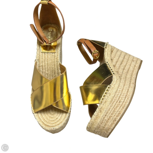 Sandals Designer By Tory Burch In Brown & Gold, Size: 8