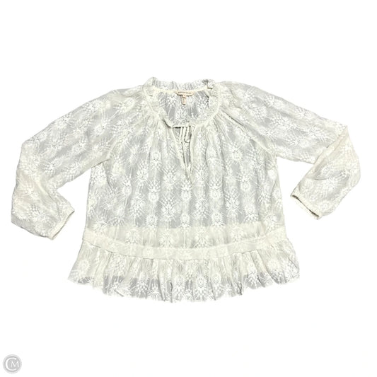 Top Long Sleeve By Rebecca Taylor In Cream, Size: S