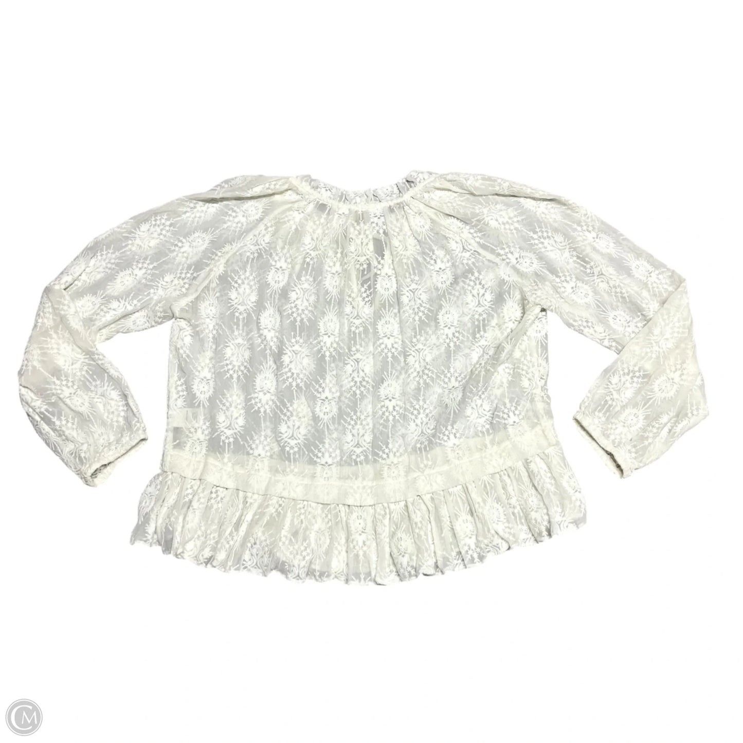 Top Long Sleeve By Rebecca Taylor In Cream, Size: S