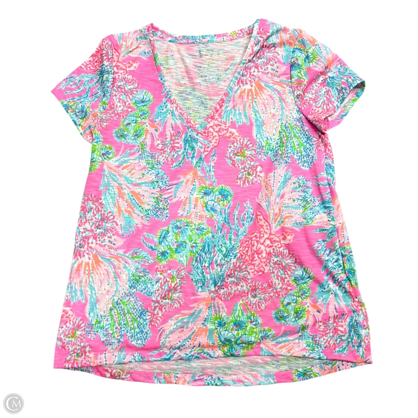 Top Short Sleeve Designer By Lilly Pulitzer In Pink, Size: S