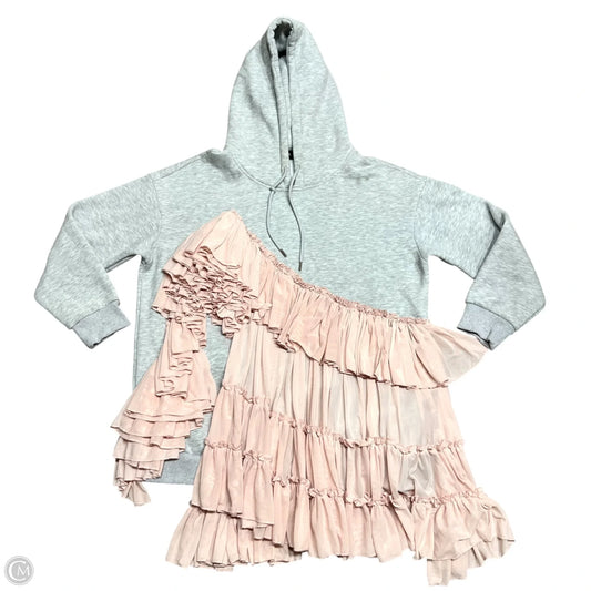 Sweatshirt Hoodie By Akira In Grey & Pink, Size: L