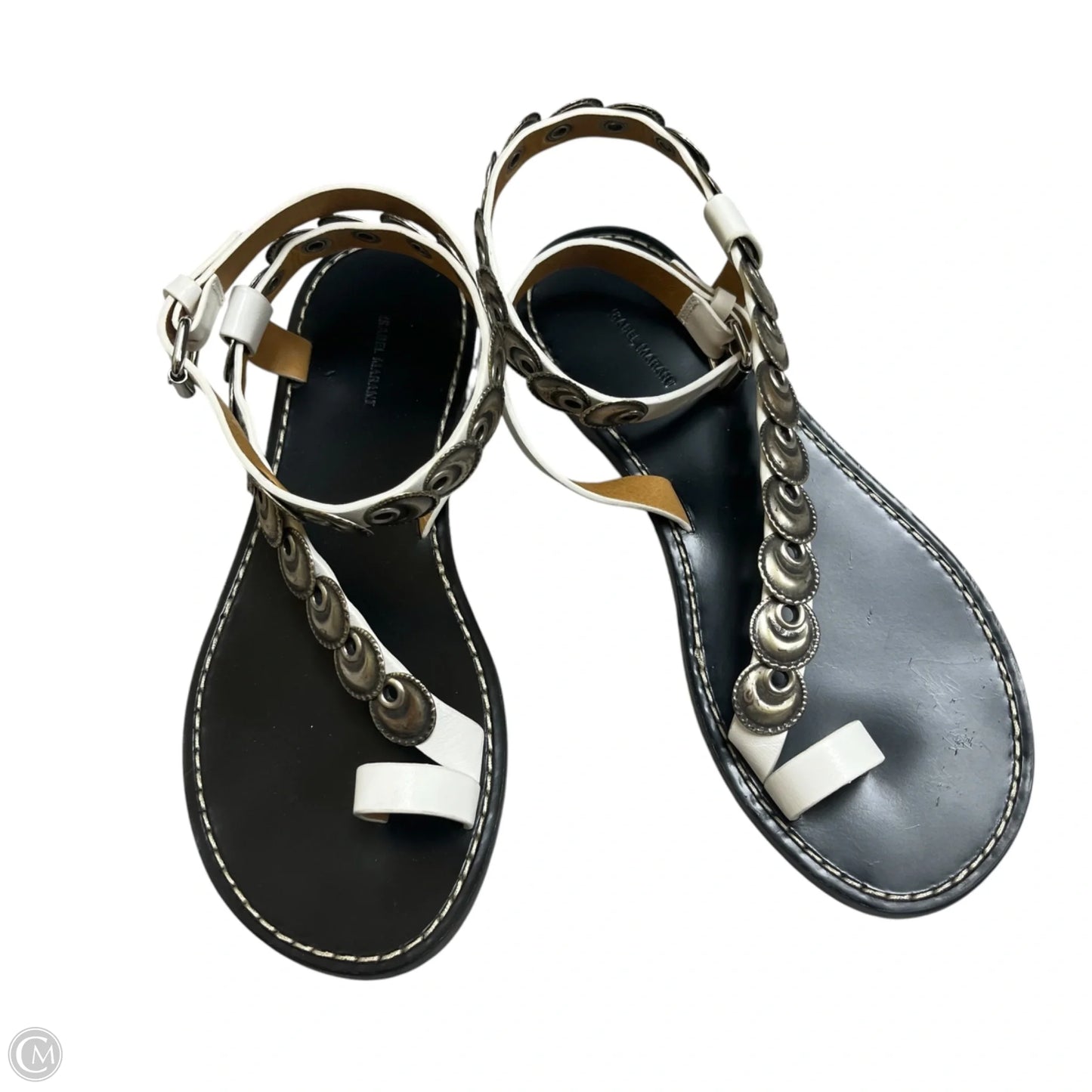 Sandals Designer By Isabel Marant In Silver & White, Size: 6.5