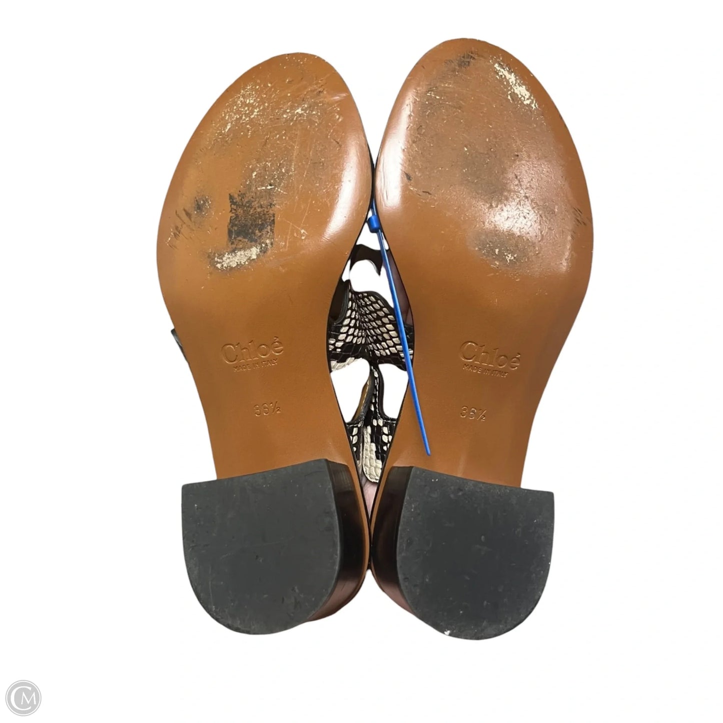 Sandals Luxury Designer By Chloe In Black & Cream, Size: 6