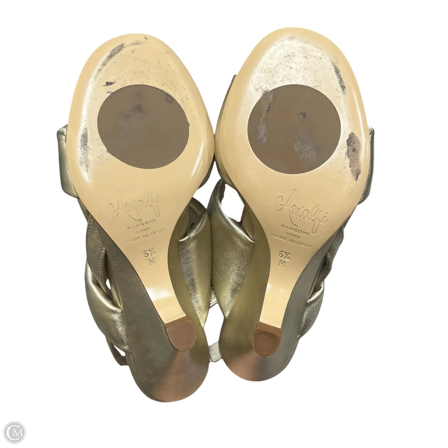 Sandals Heels Block By Amalfi In Gold, Size: 6.5