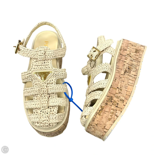 Sandals Luxury Designer By Prada In Tan, Size: 6.5