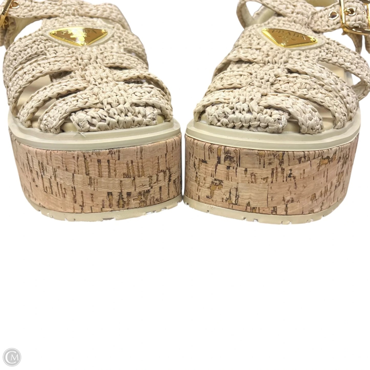 Sandals Luxury Designer By Prada In Tan, Size: 6.5