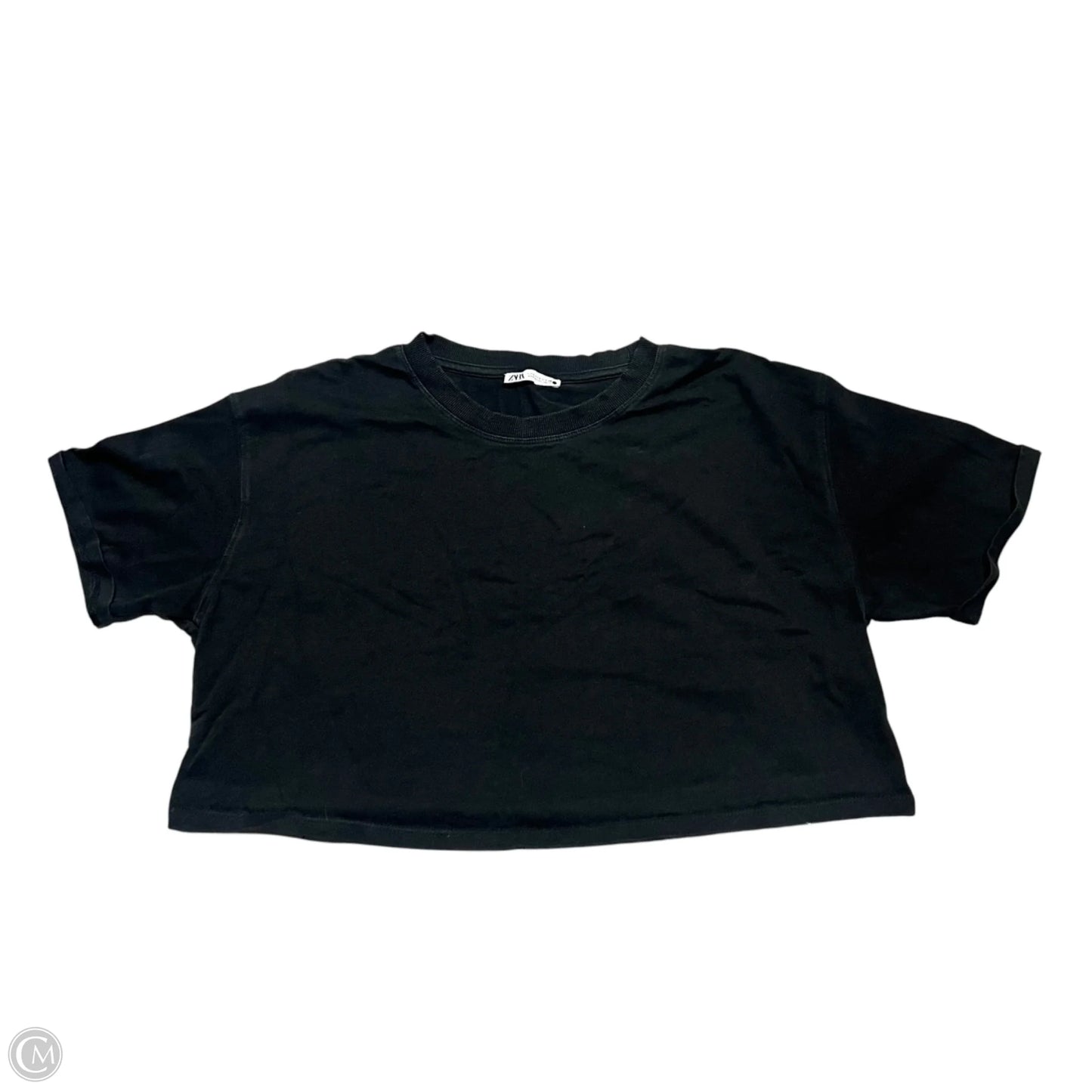 Top Short Sleeve Basic By Zara In Black, Size: L