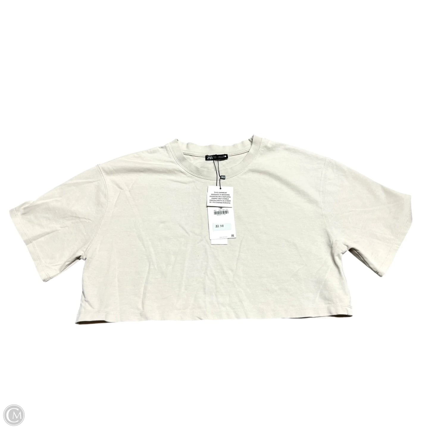 Top Short Sleeve Basic By Zara In Cream, Size: M