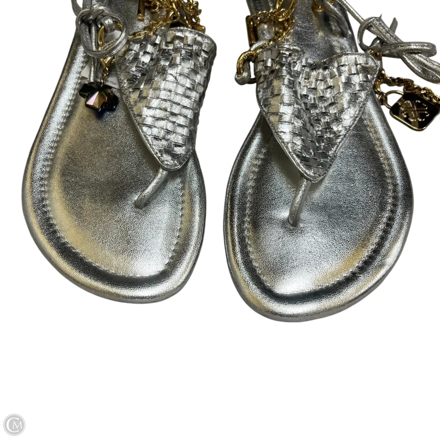 Sandals Flats By Luxtrada In Silver, Size: 7