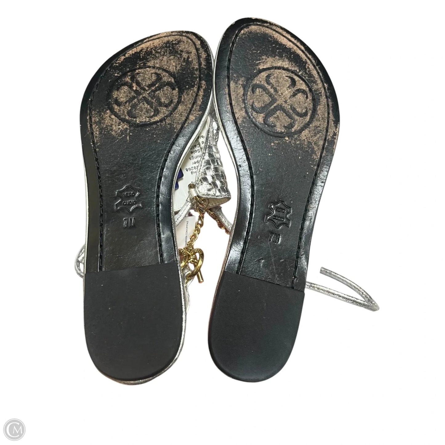 Sandals Flats By Luxtrada In Silver, Size: 7