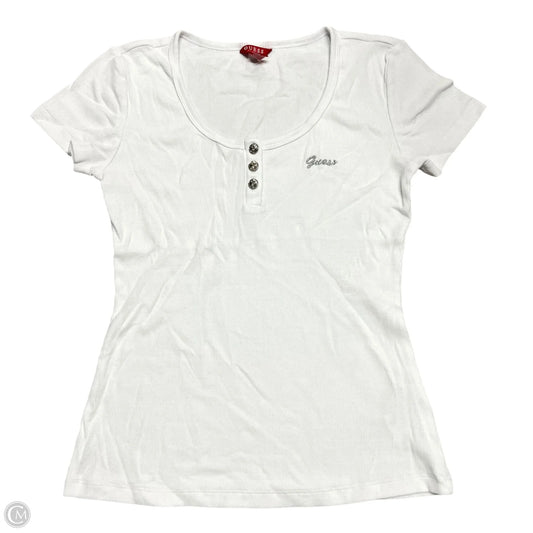 Top Short Sleeve By Guess In White, Size: L