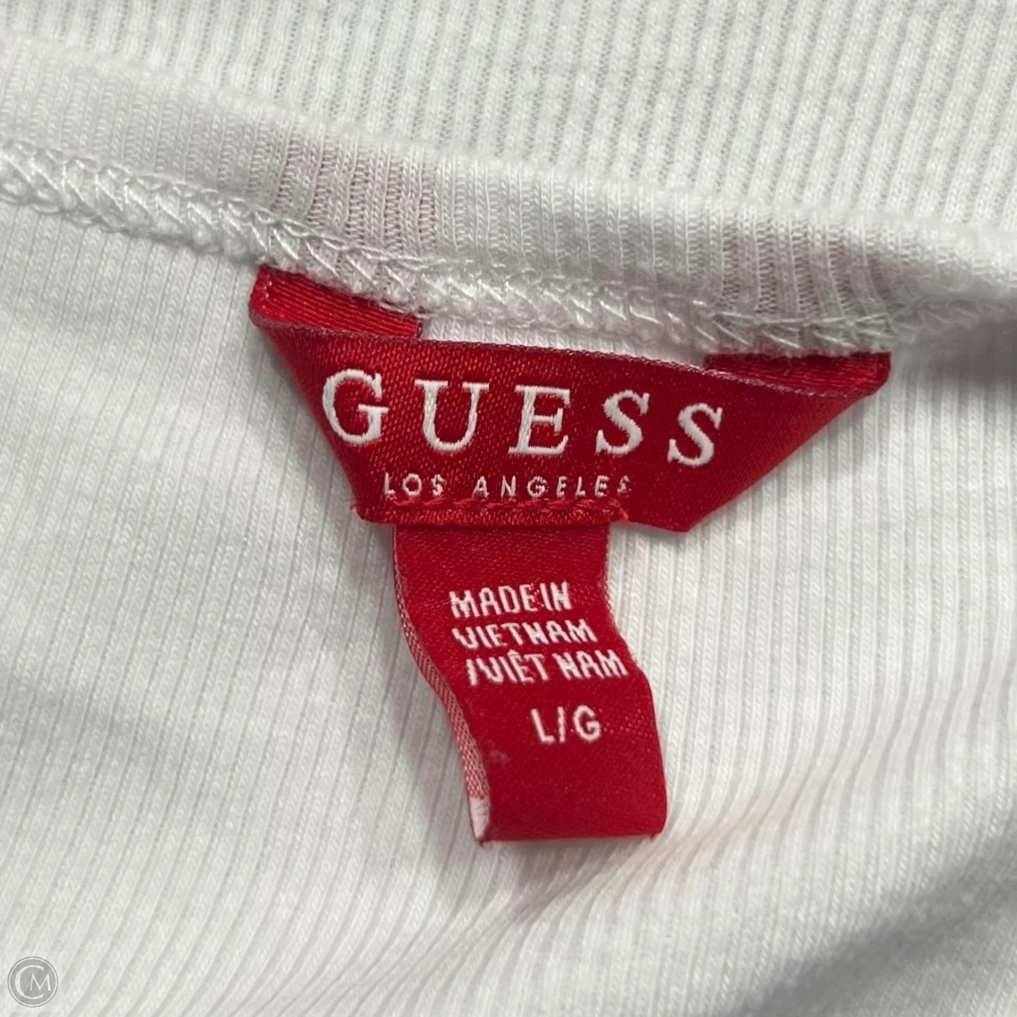 Top Short Sleeve By Guess In White, Size: L