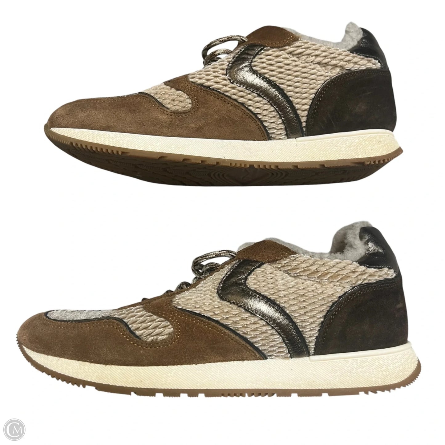 Shoes Sneakers By Voile Blanche In Brown & Cream, Size: 10.5