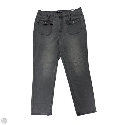 Jeans Straight By Susan Graver In Grey Denim, Size: 14