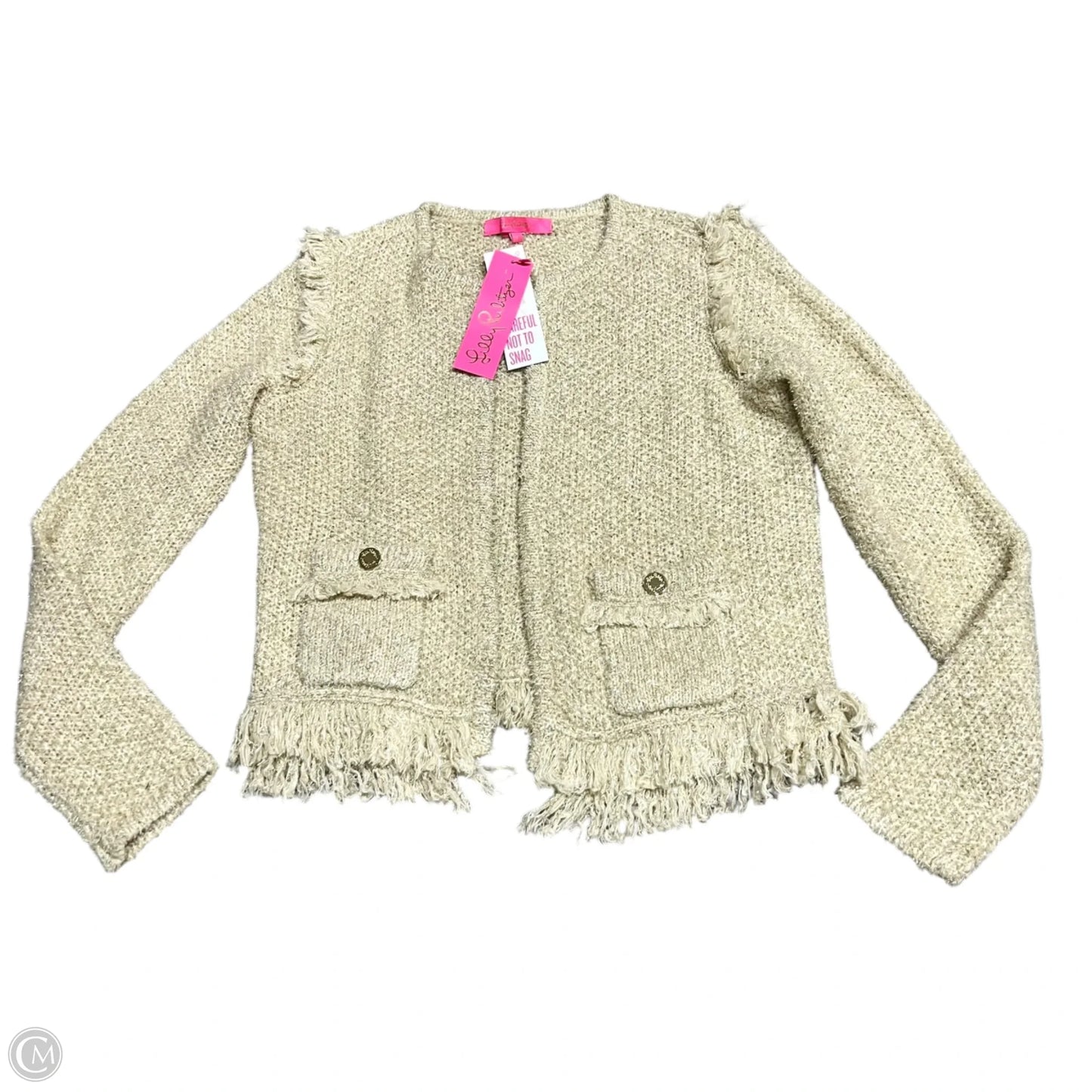 Sweater Cardigan Designer By Lilly Pulitzer In Gold, Size: S
