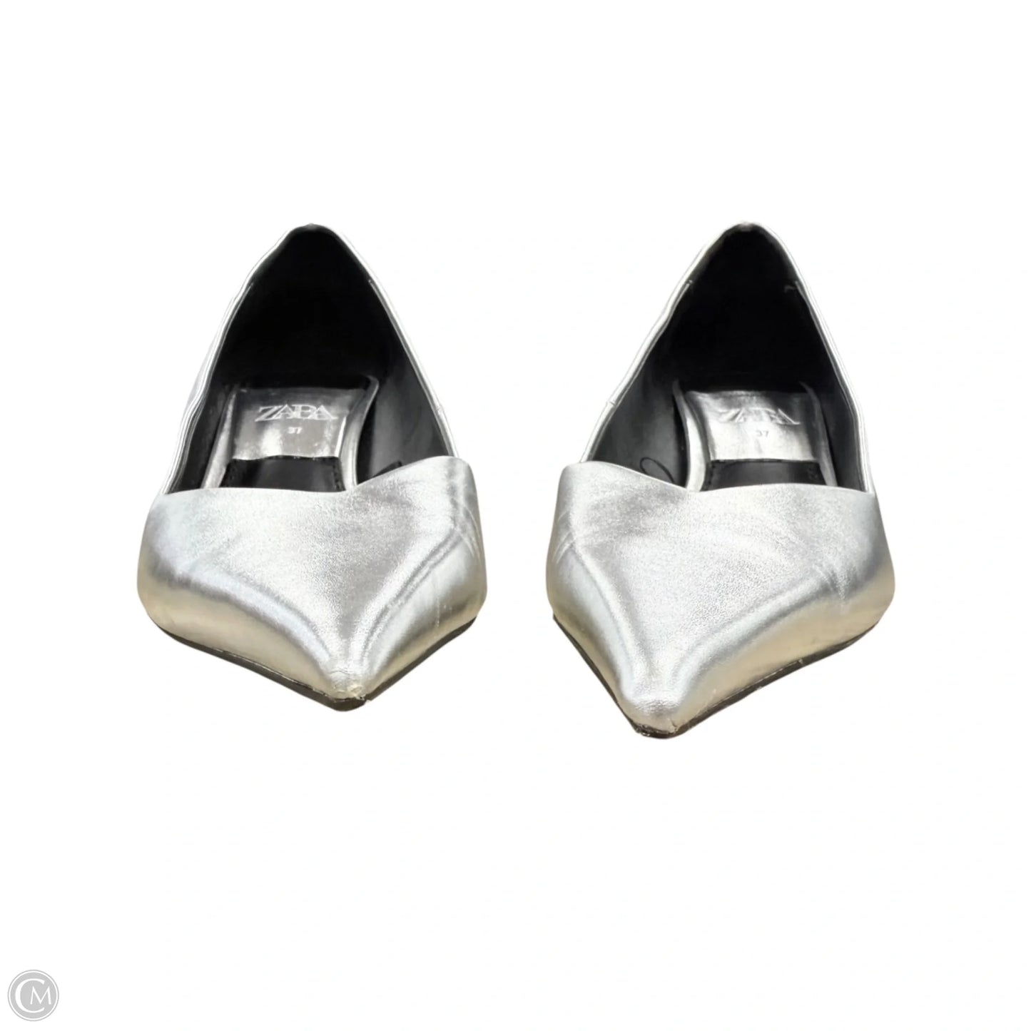 Shoes Heels Kitten By Zara In Silver, Size: 6.5