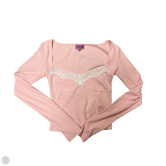 Top Long Sleeve By Edikted In Pink & White, Size: Xs