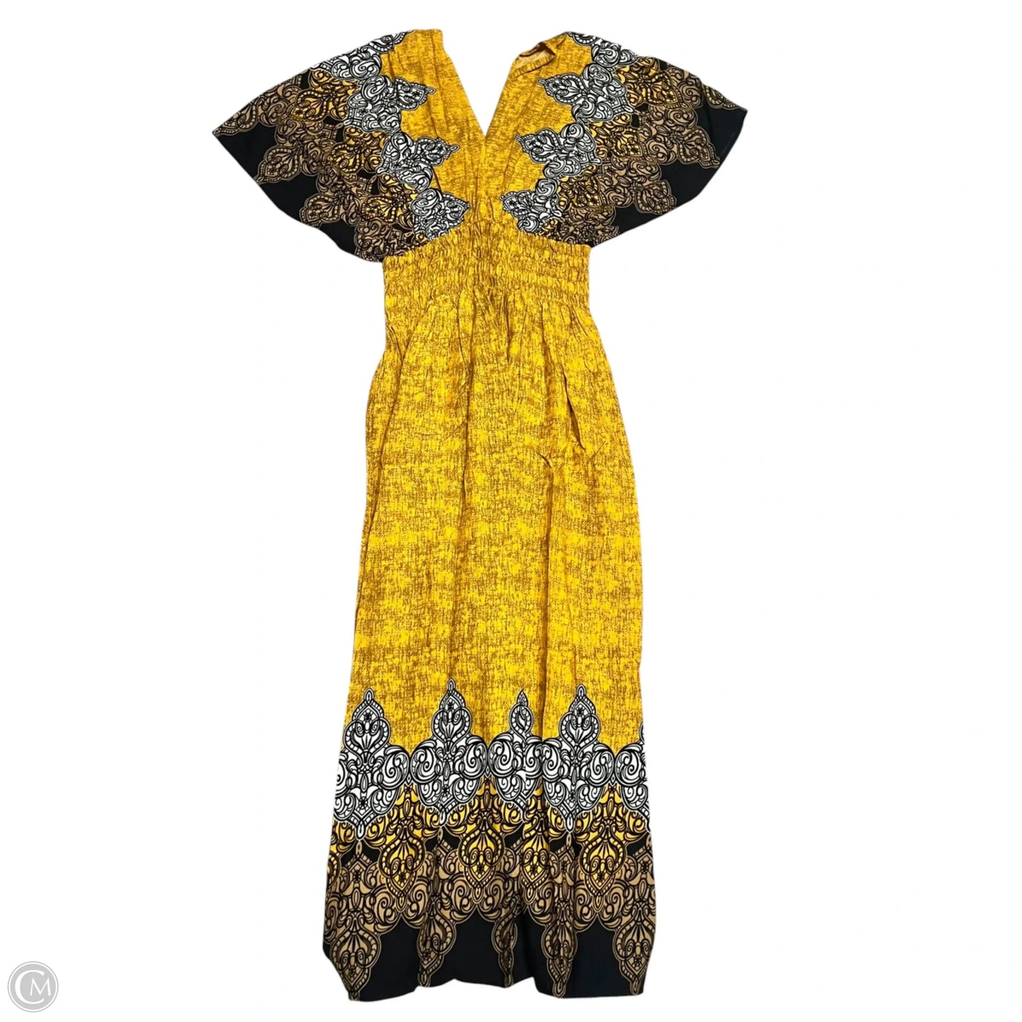 Dress Casual Midi La Marey In Black & Yellow, Size: S