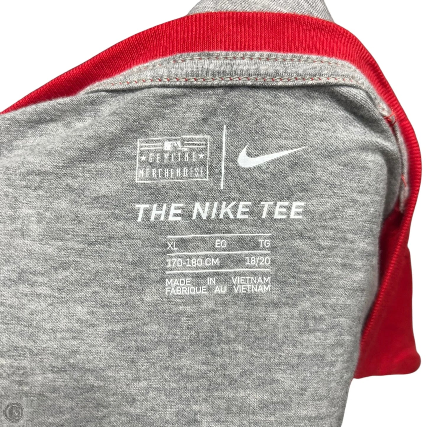 Athletic Top Long Sleeve Crewneck By Nike In Grey & Red, Size: Xl