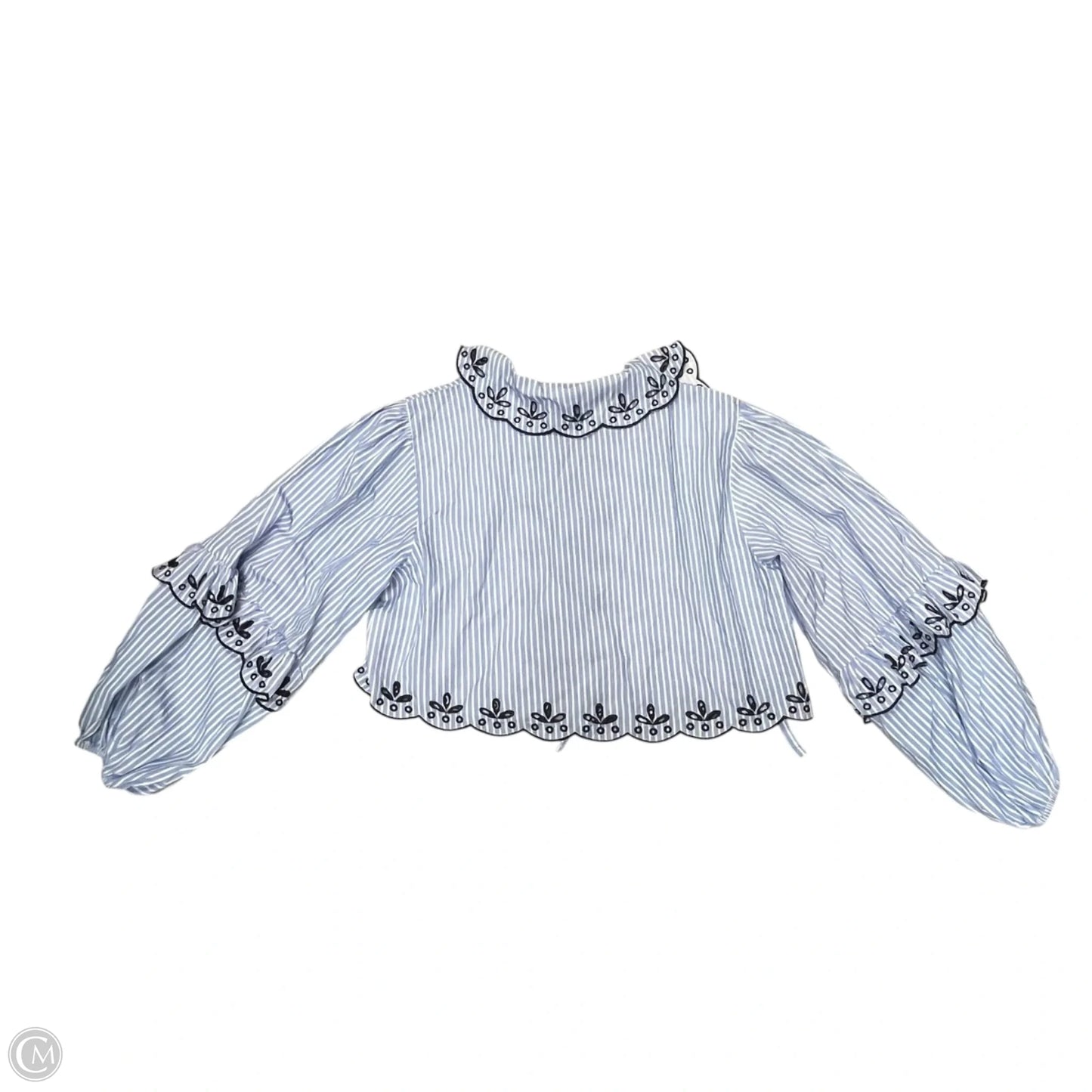Top Long Sleeve By Maeve In Blue & White, Size: Osfm