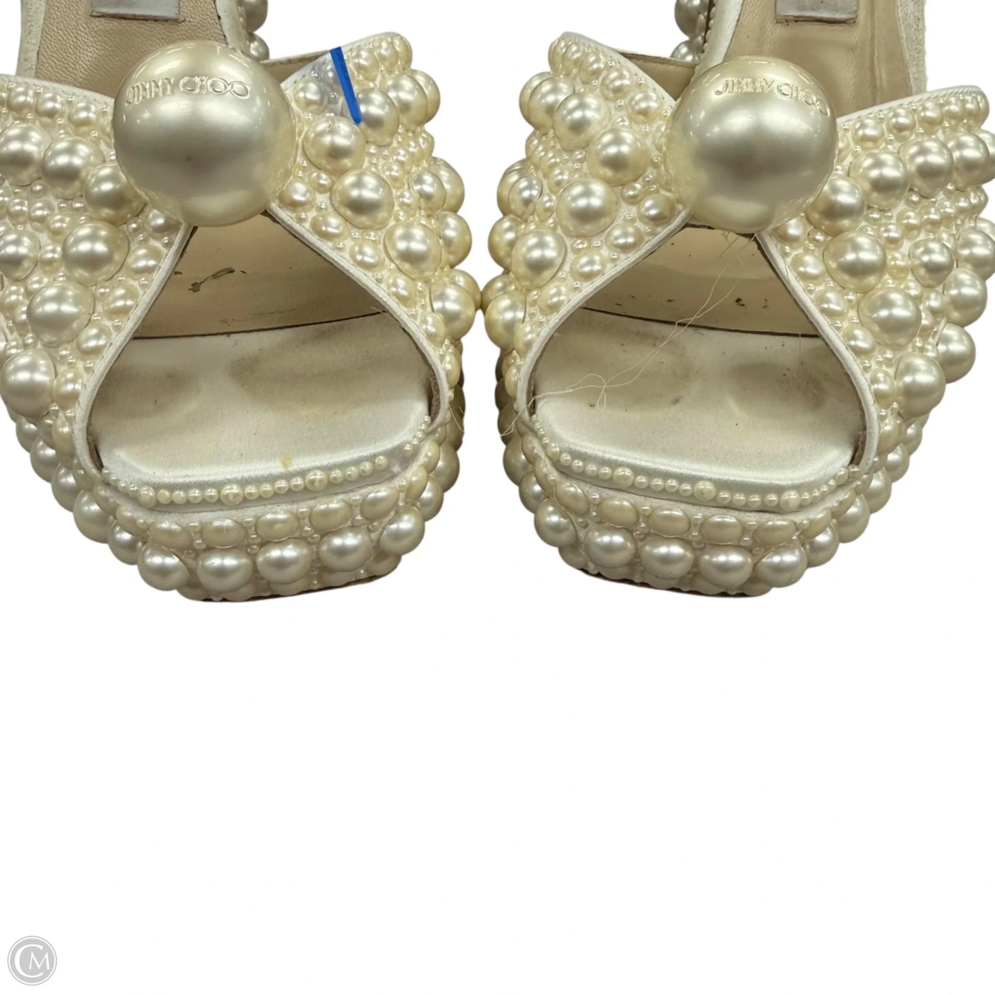 Sandals Luxury Designer By Jimmy Choo In Cream, Size: 8.5